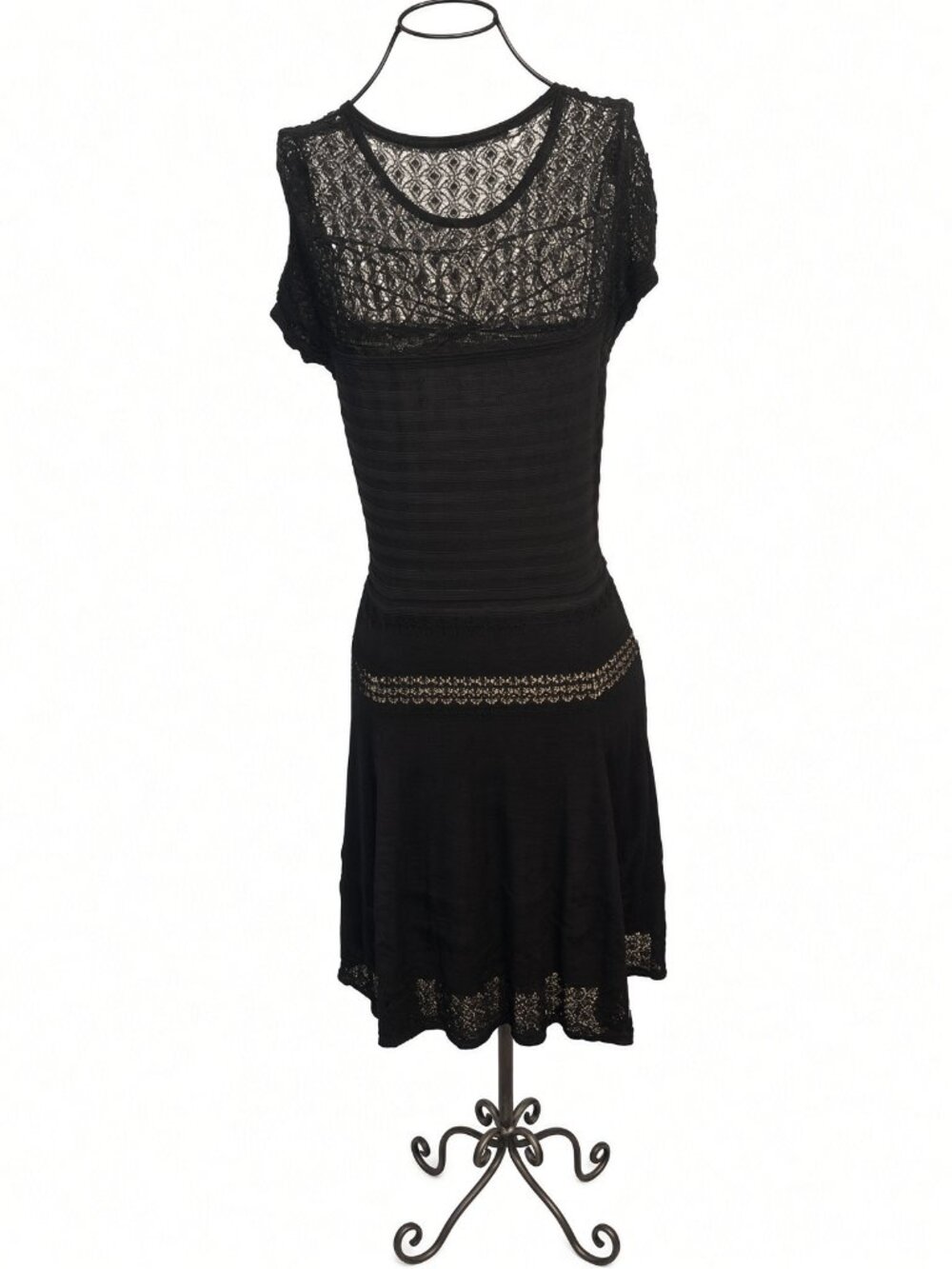 Diane Von Furstenberg black lace dress, midi length